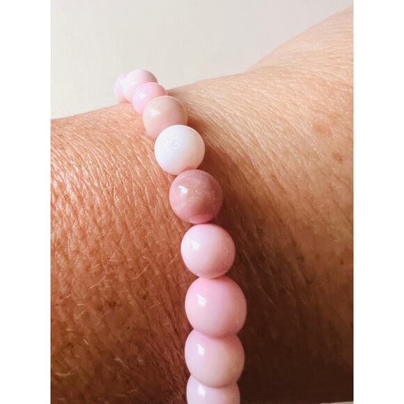 NEW D’Joy 925 Sterling Silver Adjustable Bracelet Pink Opal Beads 5-10” - Picture 9 of 10